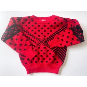 Kids Red and Black Vintage Sweater Size 6